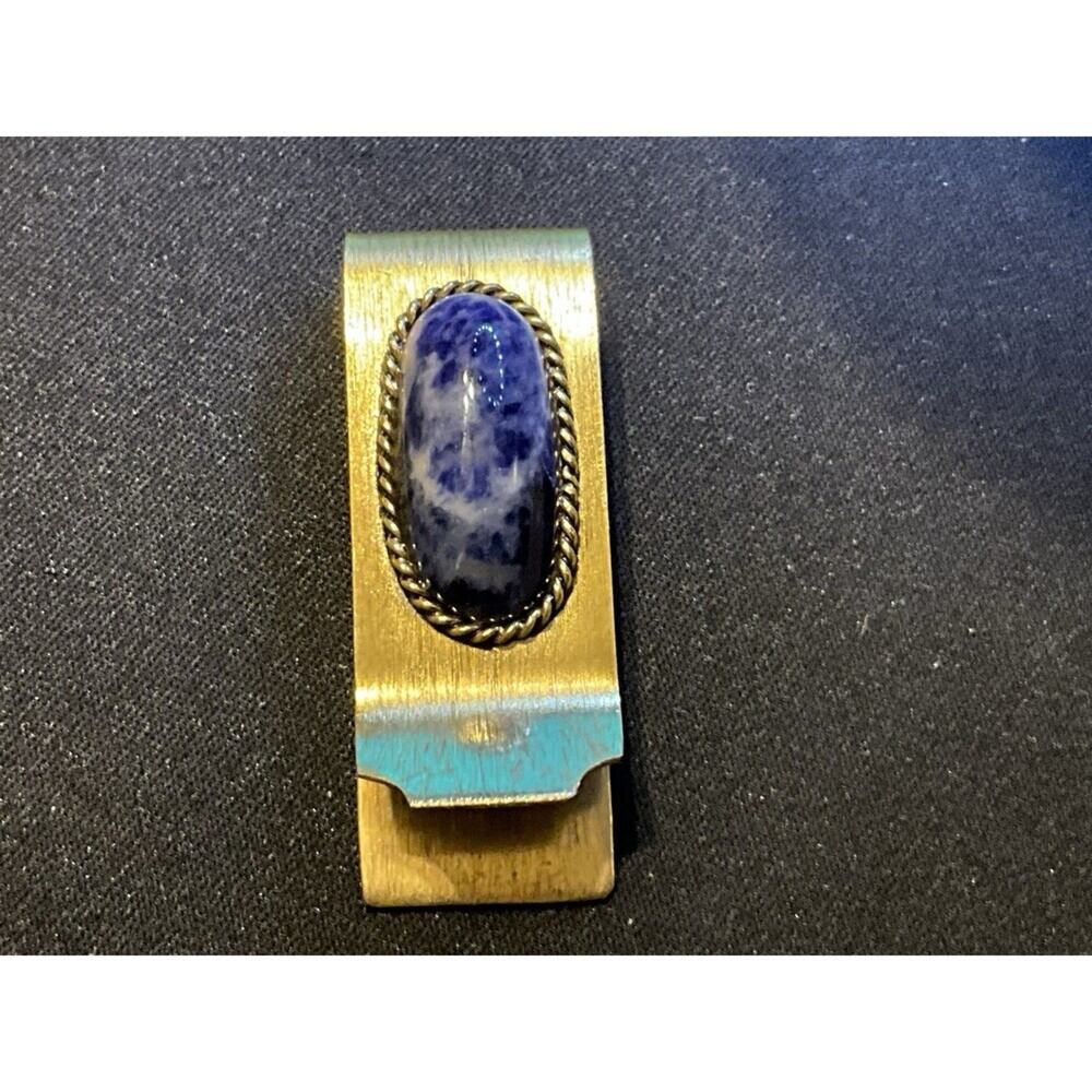 Gold Tone Demim Lapas Vintage Money Clip